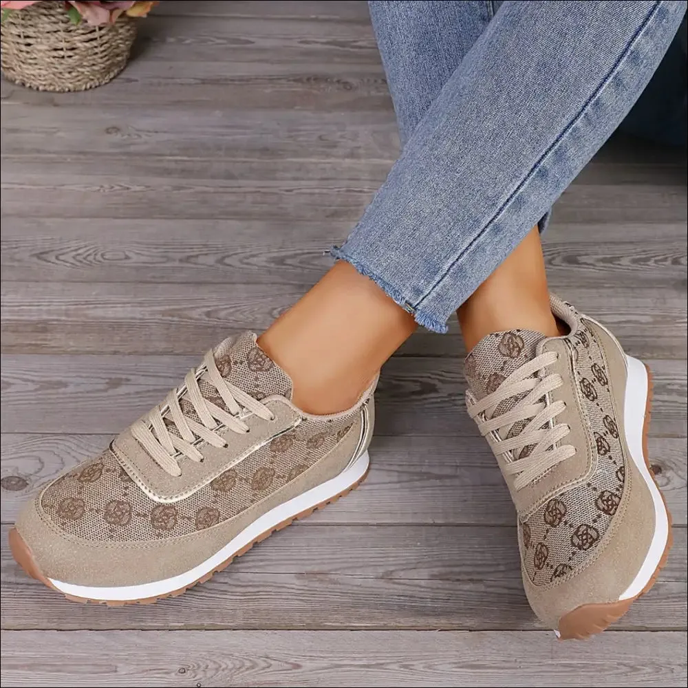 Chic Floral Contrast Round Toe Athletic Shoes