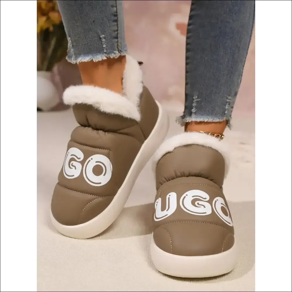 Chic Letter Thermal Platform Slip-On Boots