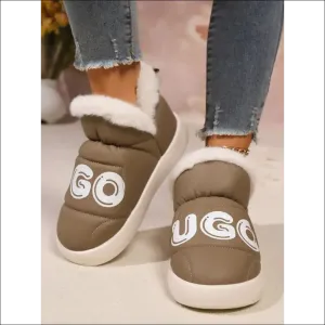 Chic Letter Thermal Platform Slip-On Boots
