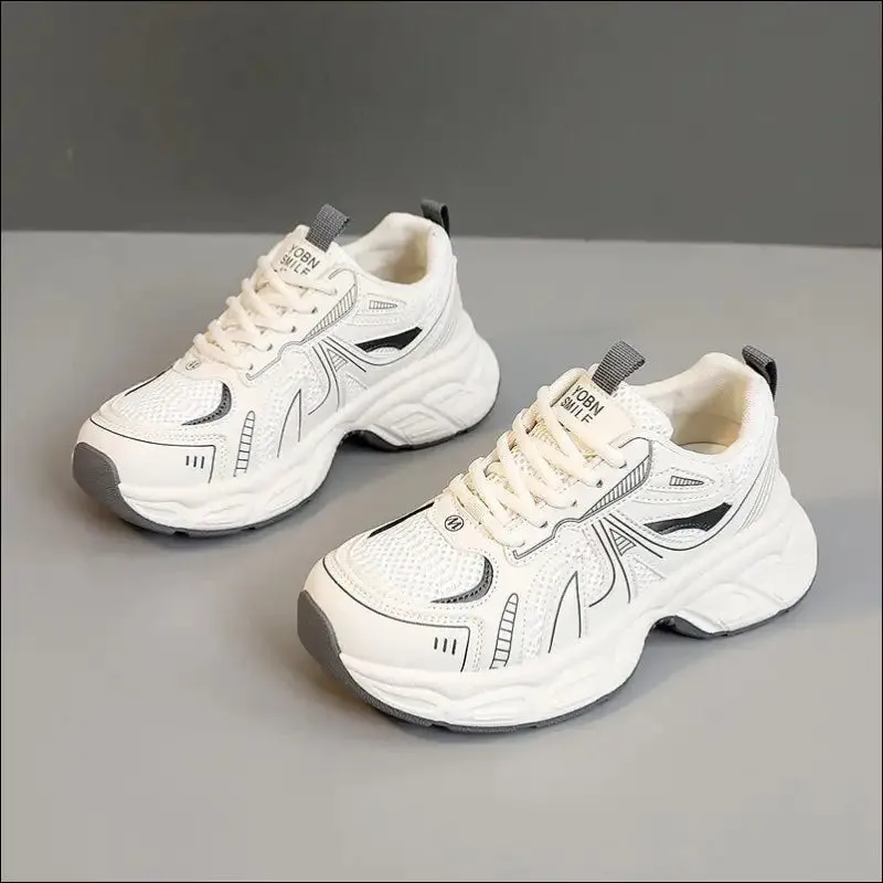 Chic Mesh Lace Up Round Toe Platform Athletic Shoes