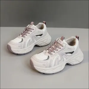 Chic Mesh Lace Up Round Toe Platform Athletic Shoes