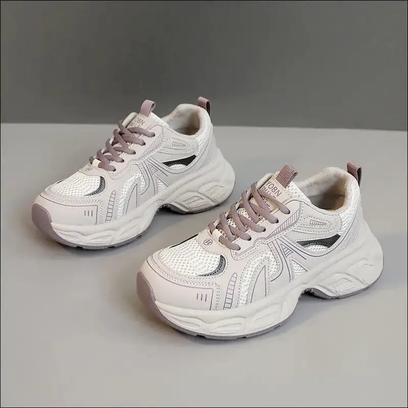 Chic Mesh Lace Up Round Toe Platform Athletic Shoes