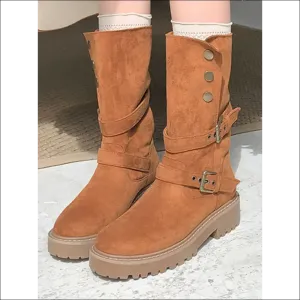 Chic Round Toe Platform Boots for Trendy Women