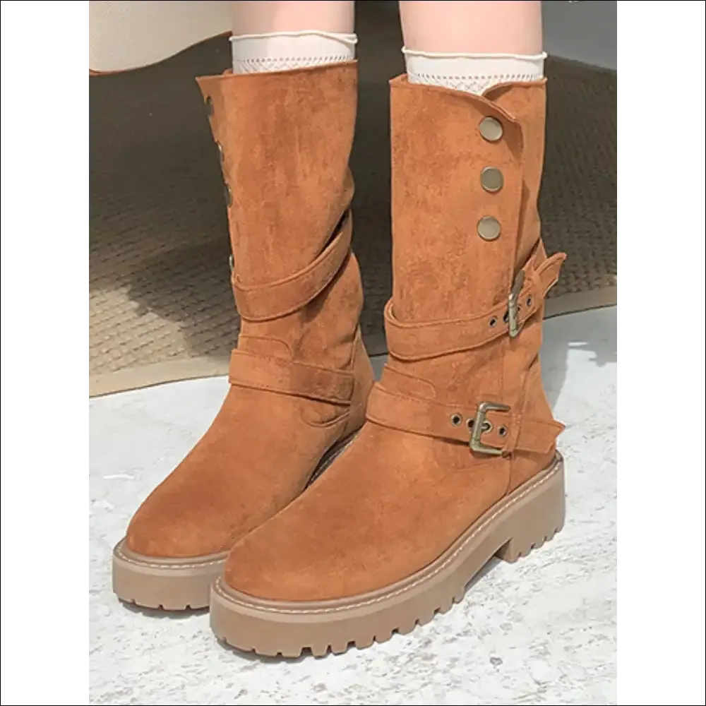 Chic Round Toe Platform Boots for Trendy Women