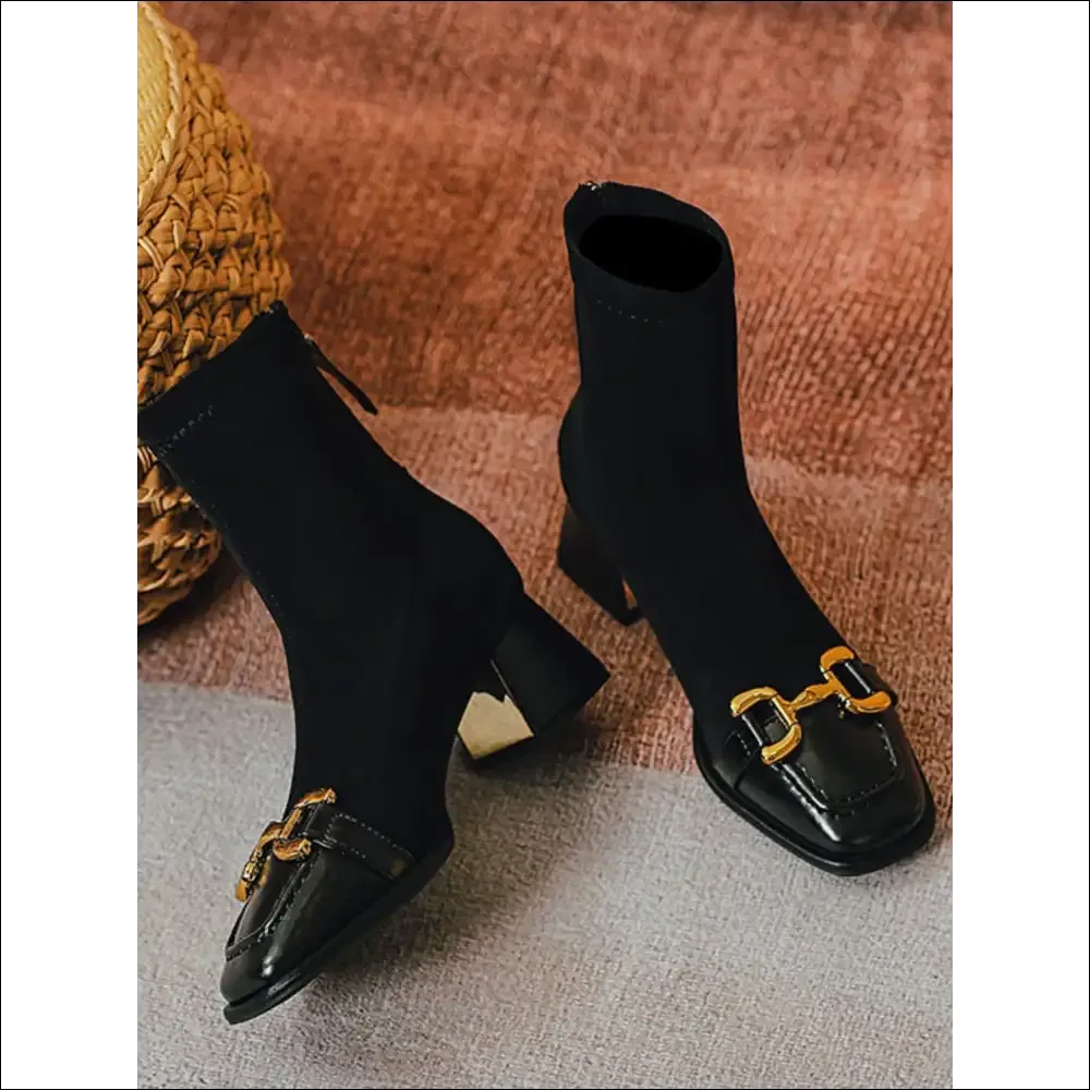 Chic Square Toe Block Heel Boots