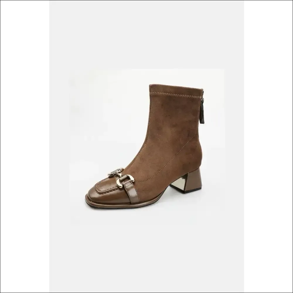 Chic Square Toe Block Heel Boots