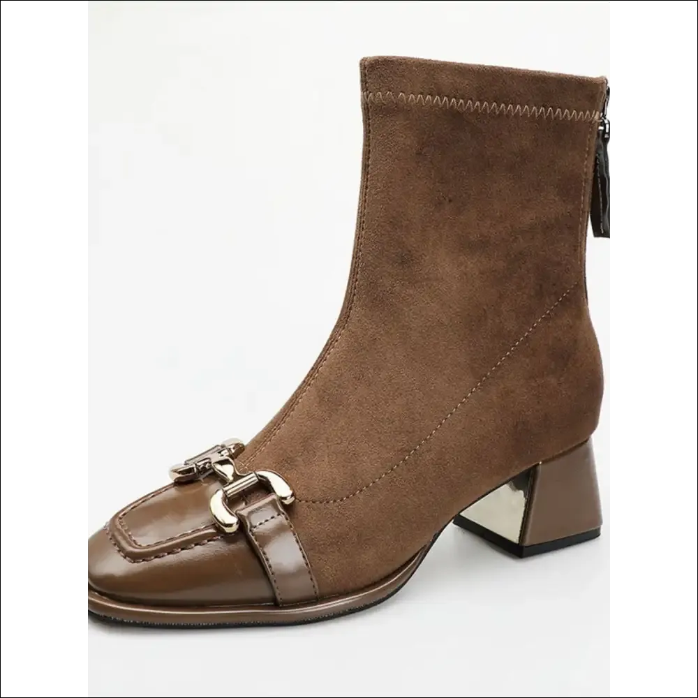 Chic Square Toe Block Heel Boots
