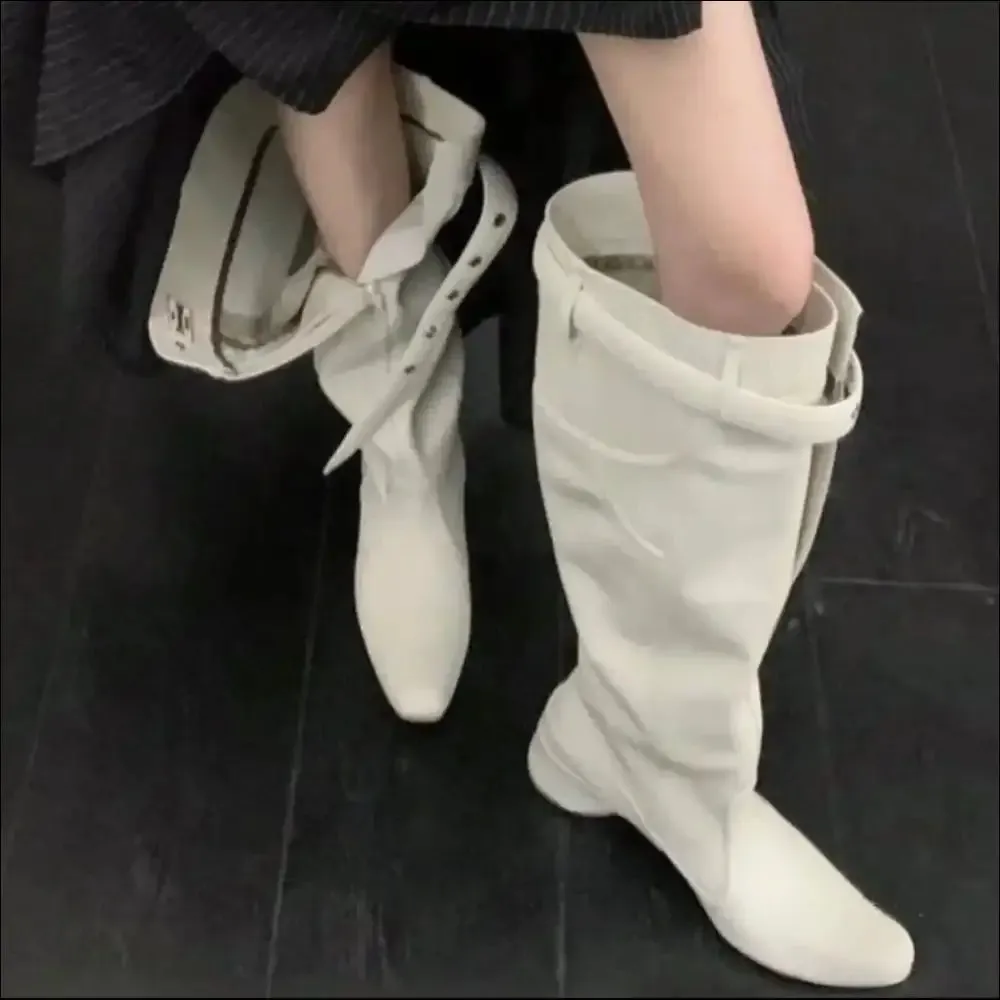 Chic Square Toe Block Heels Boots for Modern Women