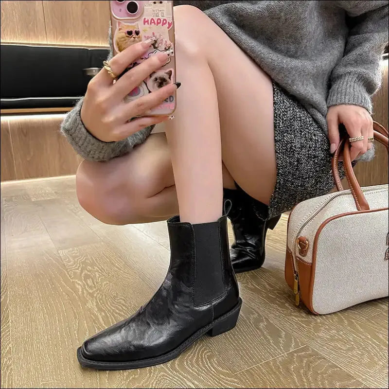 Chic Square Toe Platform Boots for Bold Women
