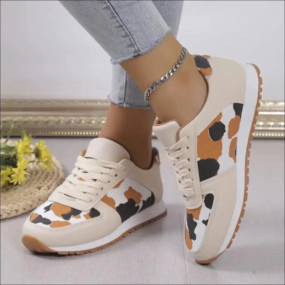Chic Tied Printed PU Leather Flats for Trendy Women