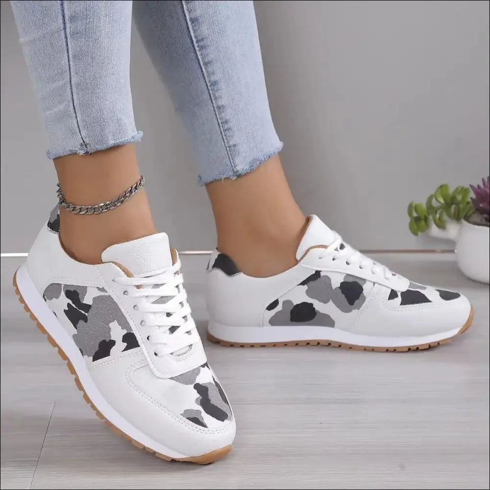 Chic Tied Printed PU Leather Flats for Trendy Women