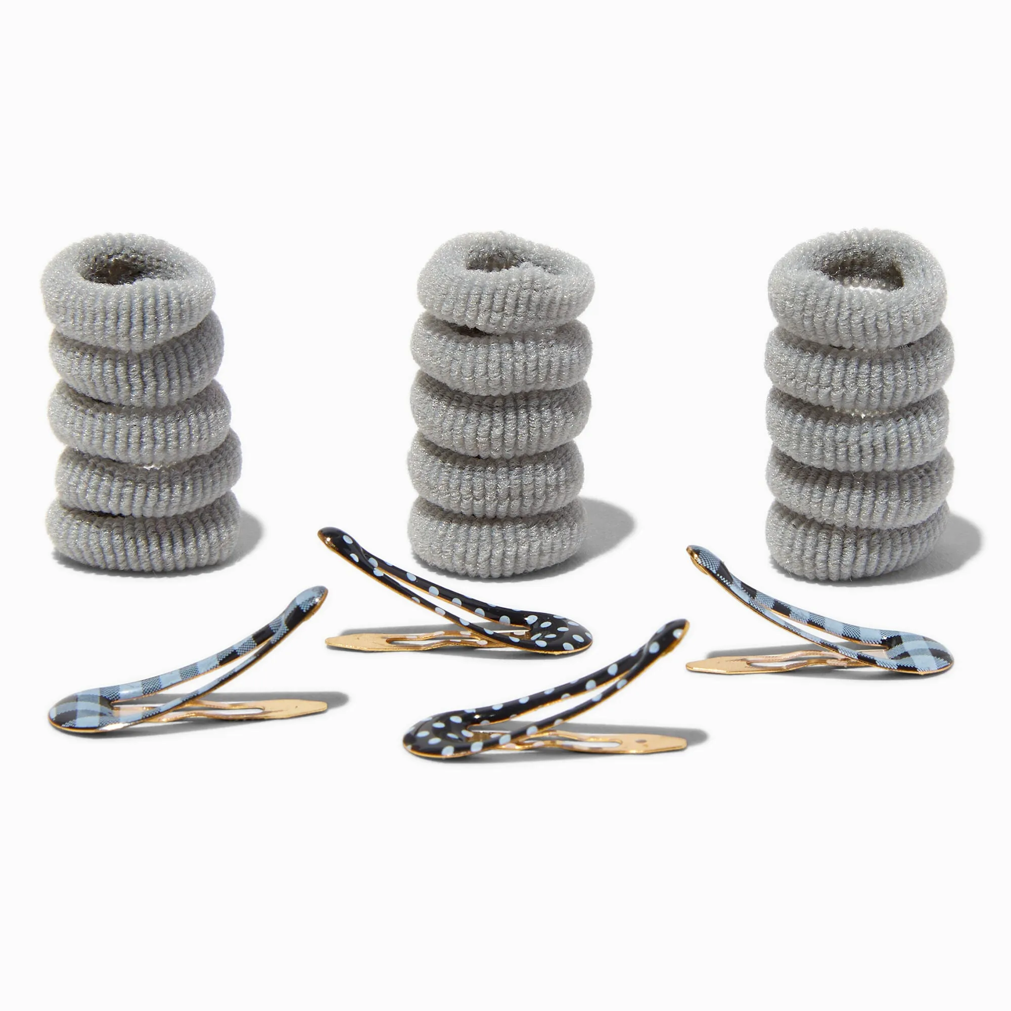 Claire's Club Gray Mixed School Hair Clip Set - 15 Pack