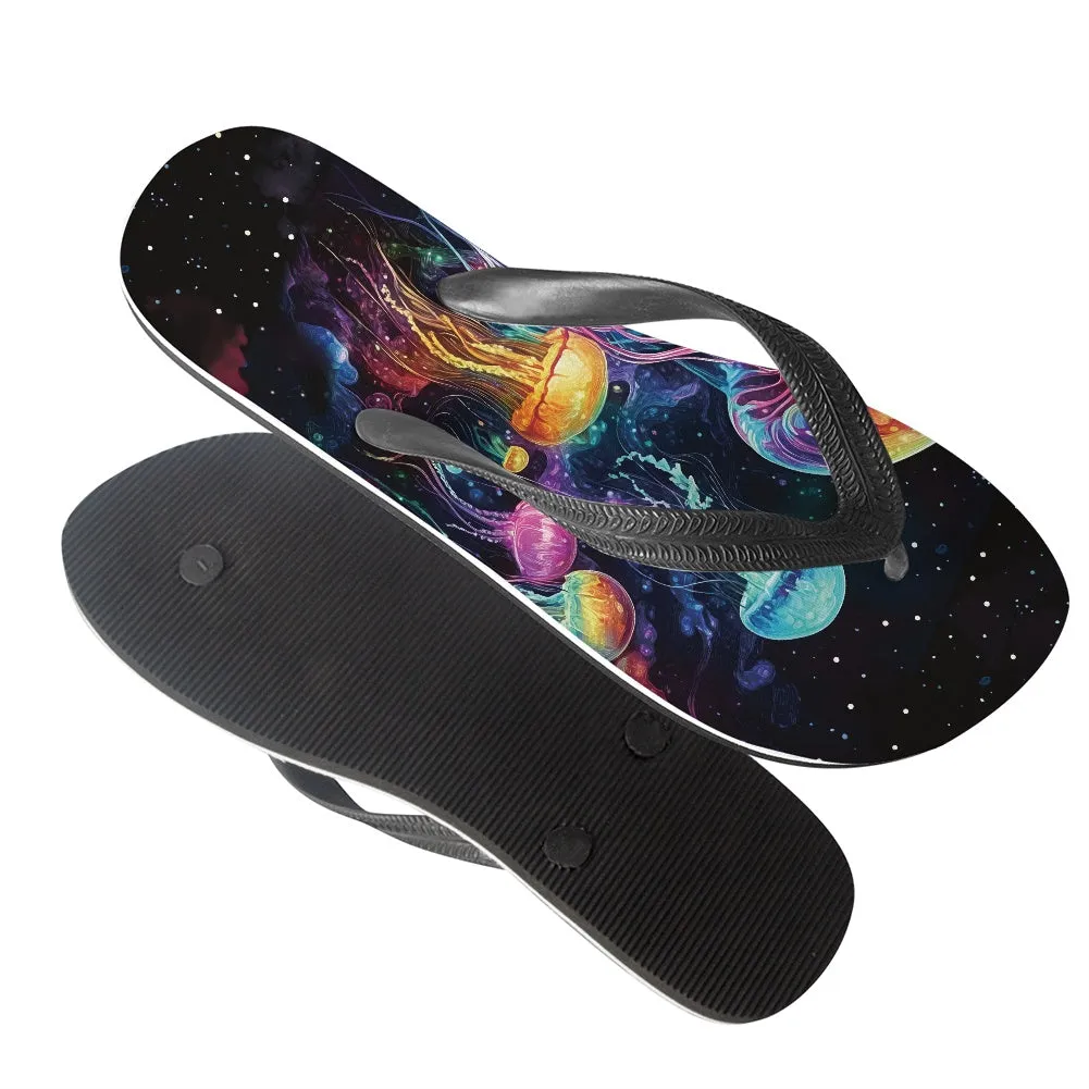 Cosmic Jellyfish Print Flip Flops