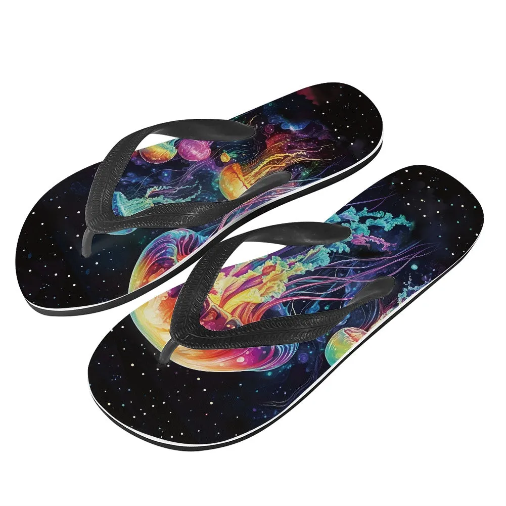 Cosmic Jellyfish Print Flip Flops