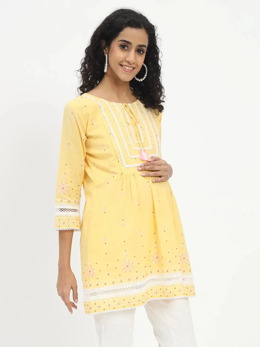 Cotton Printed Tunic For Feeding And Maternity Purpose