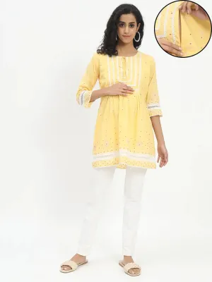 Cotton Printed Tunic For Feeding And Maternity Purpose