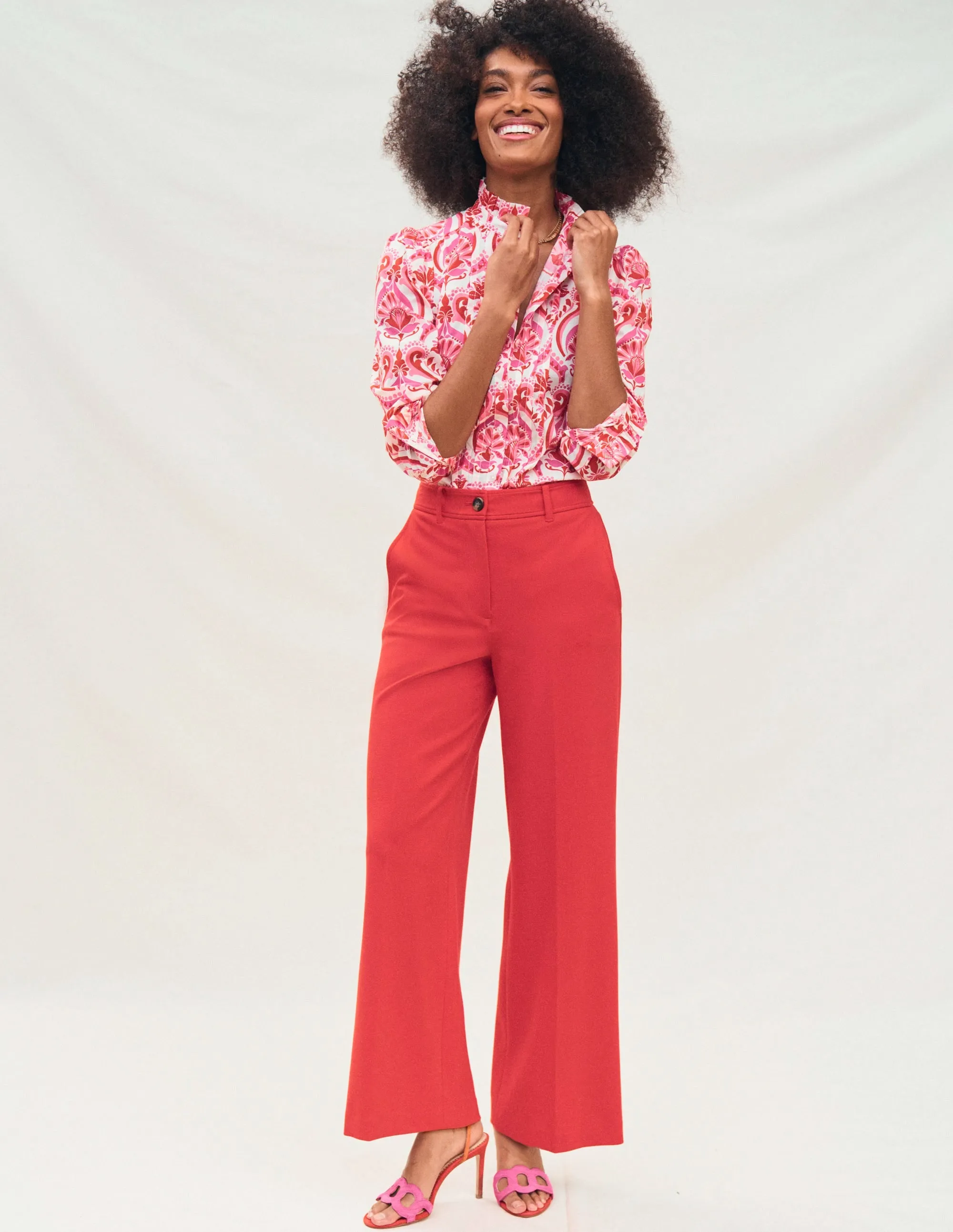 Cropped Ponte Trousers-Hot Pepper