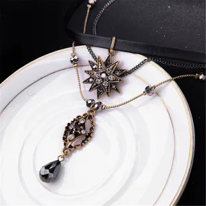 Crystal & Cubic Zirconia Sun Layered Pendant Necklace