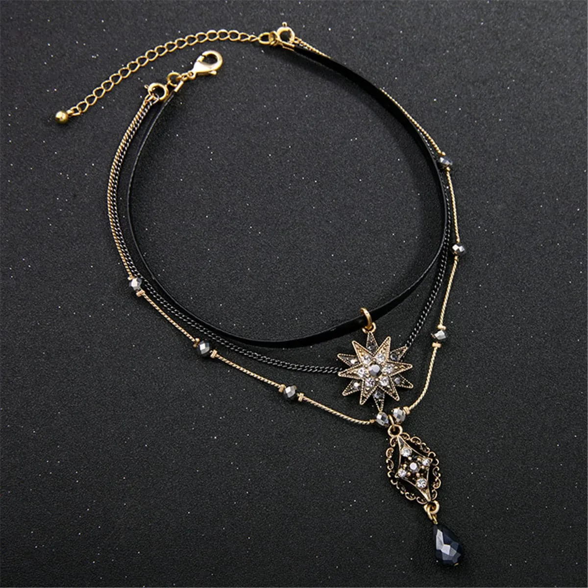 Crystal & Cubic Zirconia Sun Layered Pendant Necklace