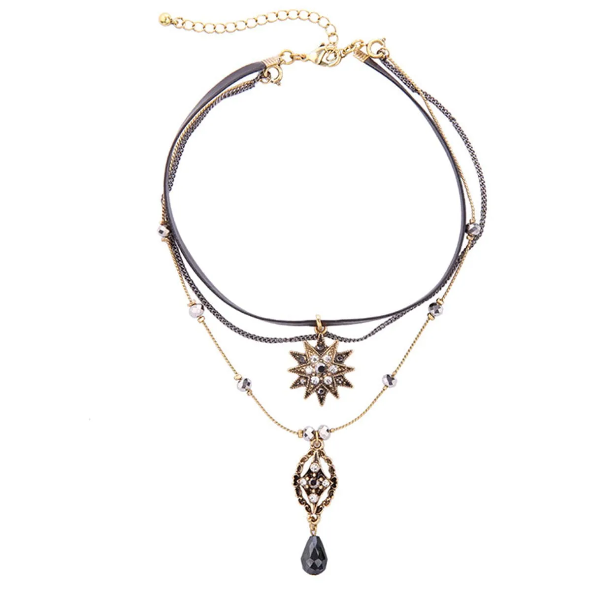 Crystal & Cubic Zirconia Sun Layered Pendant Necklace
