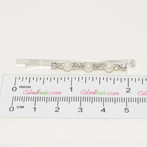Crystal and Pearl Hair Grips - Pair