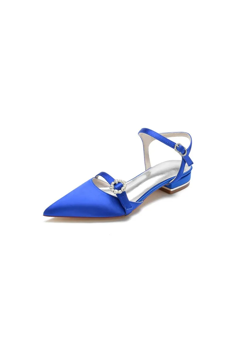 Crystal Buckle Strap Pointed Toe Flats