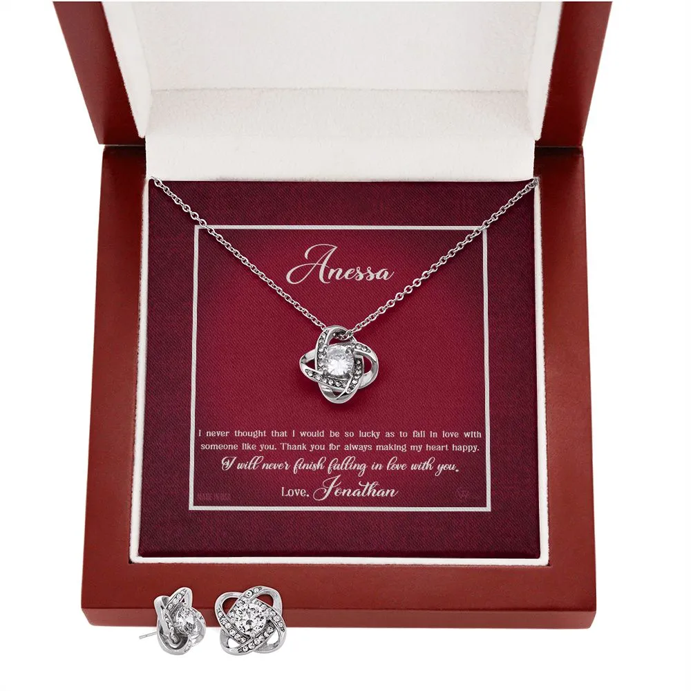 Custom Name Valentine's Day Necklace for Girlfriend 14k White Gold Pendant Chain Necklace Jewelry with Message Card Gift Box for Girlfriend Wife Fiancee Woman Girl