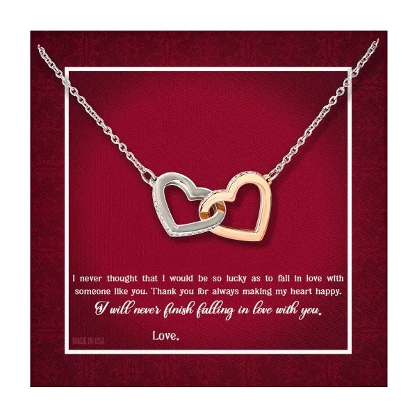 Custom Name Valentine's Day Necklace for Girlfriend 14k White Gold Pendant Chain Necklace Jewelry with Message Card Gift Box for Girlfriend Wife Fiancee Woman Girl