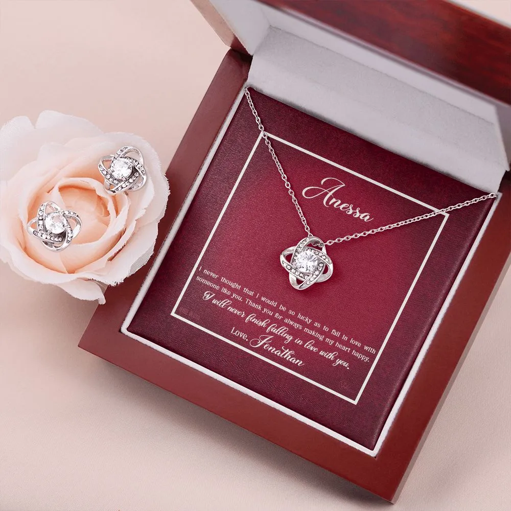 Custom Name Valentine's Day Necklace for Girlfriend 14k White Gold Pendant Chain Necklace Jewelry with Message Card Gift Box for Girlfriend Wife Fiancee Woman Girl
