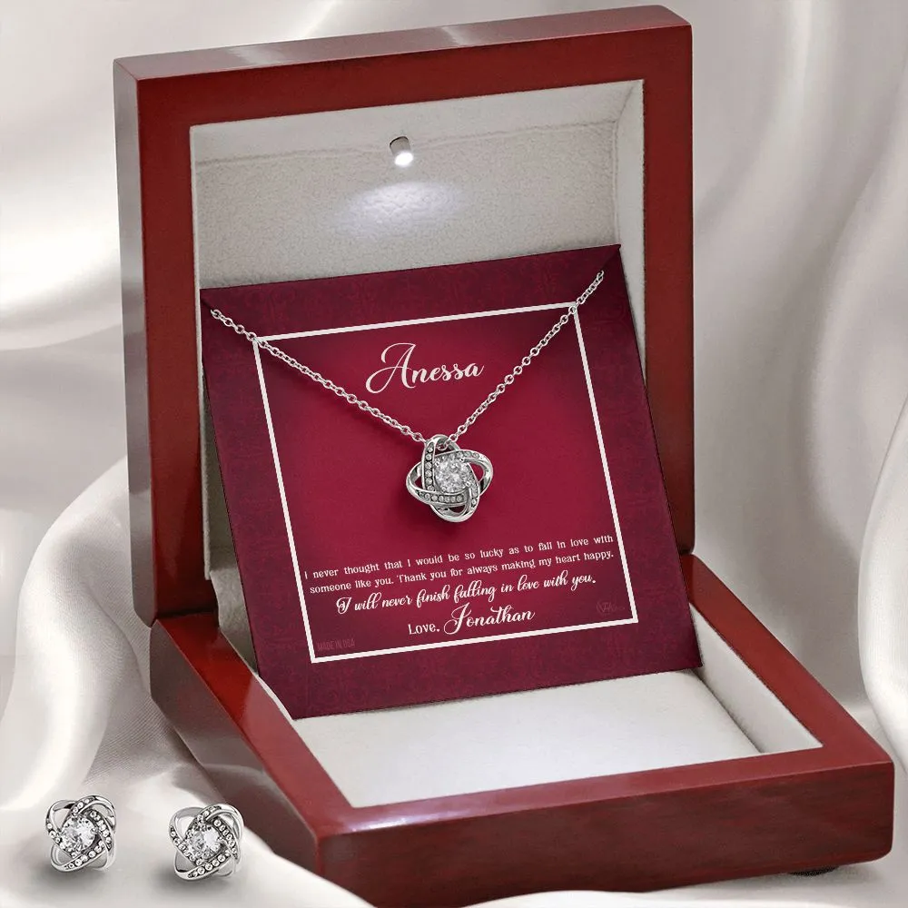 Custom Name Valentine's Day Necklace for Girlfriend 14k White Gold Pendant Chain Necklace Jewelry with Message Card Gift Box for Girlfriend Wife Fiancee Woman Girl