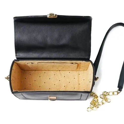 Customized Women's Buttoned Leather Bag   Mini Make up Kit - Black Olive Green
