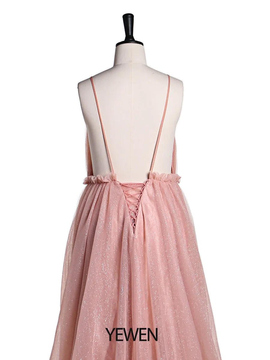 Deep V Neck Tulle Maternity Dress for Photo Shoot Flowers Maternity Dress Maxi Gown Baby Shower Dress Photo Props