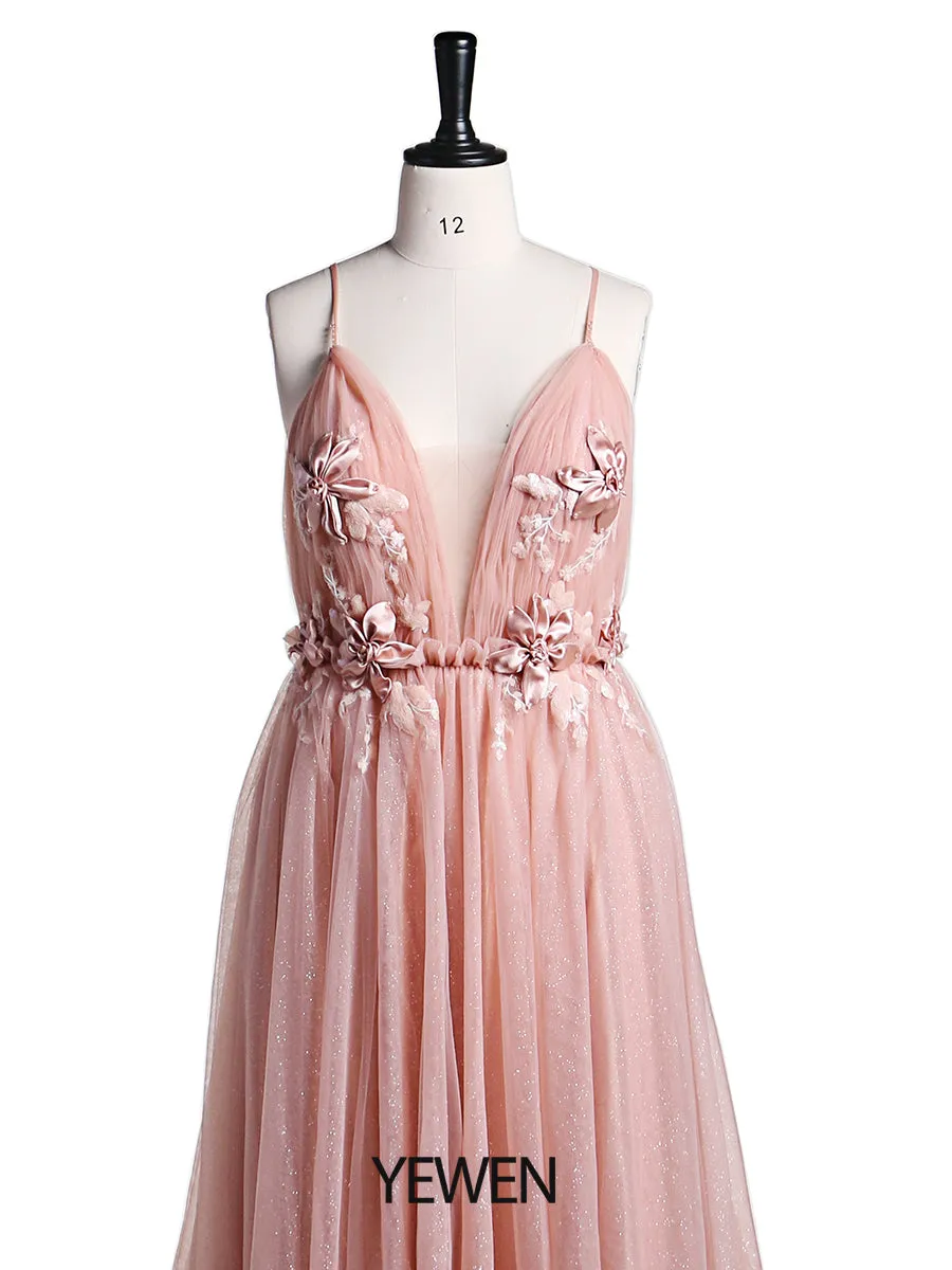 Deep V Neck Tulle Maternity Dress for Photo Shoot Flowers Maternity Dress Maxi Gown Baby Shower Dress Photo Props