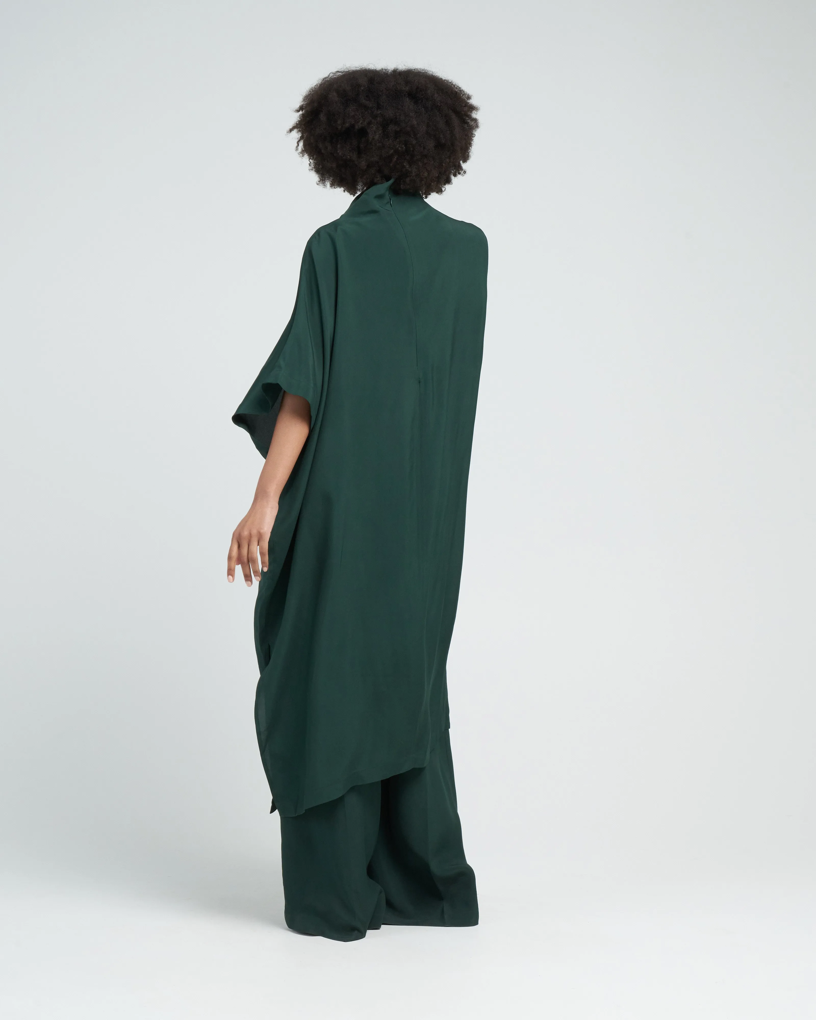 diade long cowl neck dress - dark green