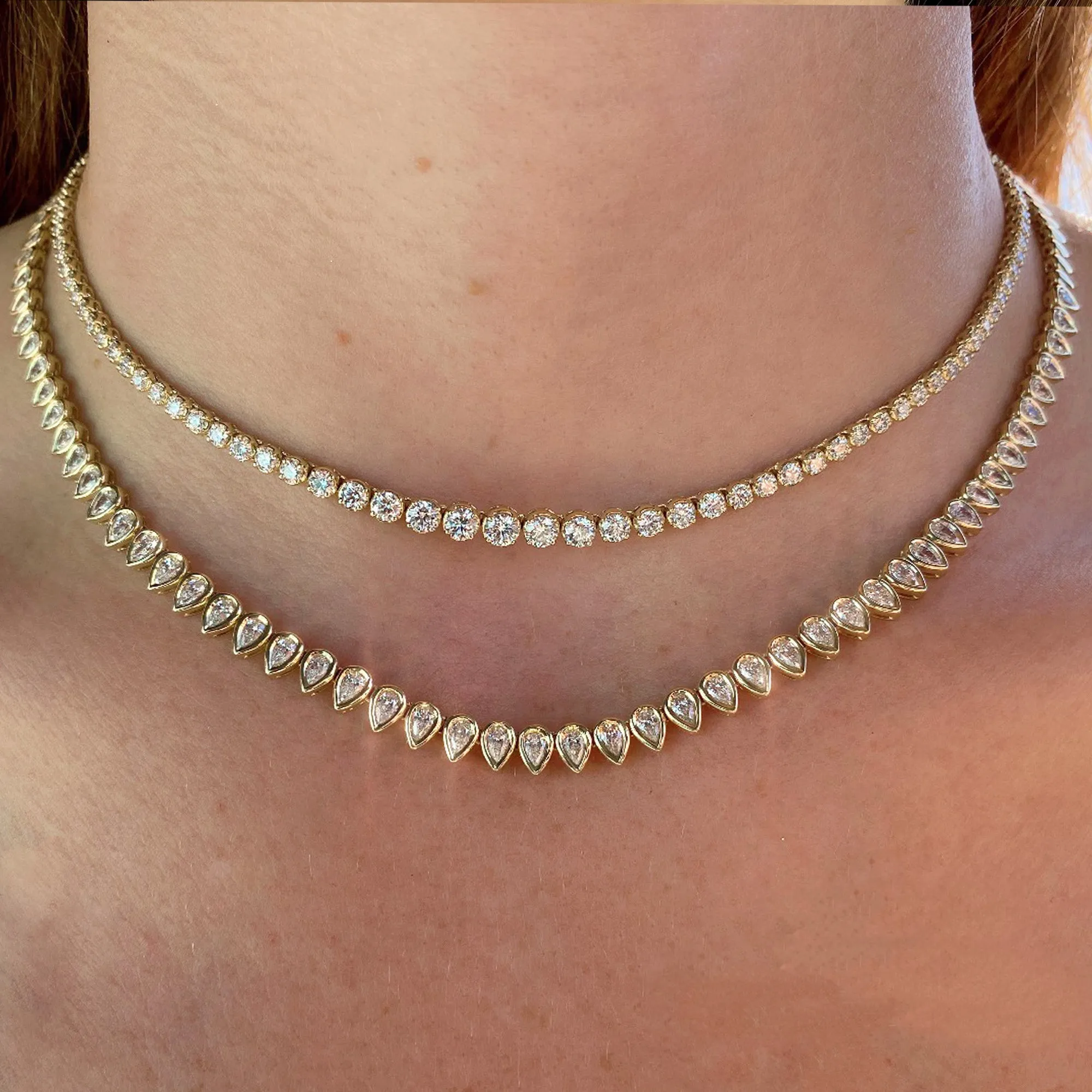 Diamond Crown Setting Tennis Necklace