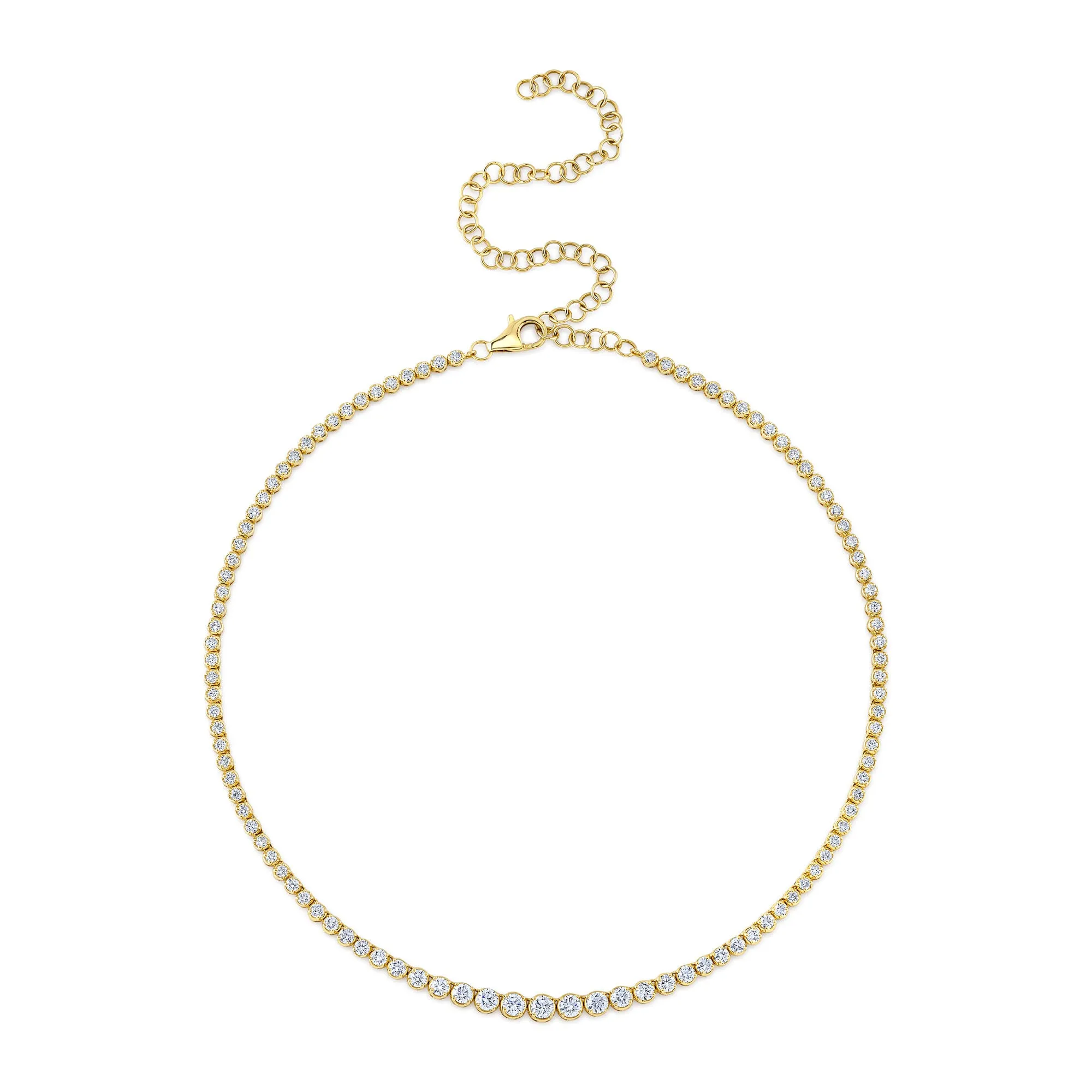Diamond Crown Setting Tennis Necklace