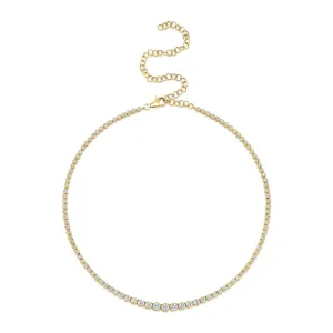 Diamond Crown Setting Tennis Necklace