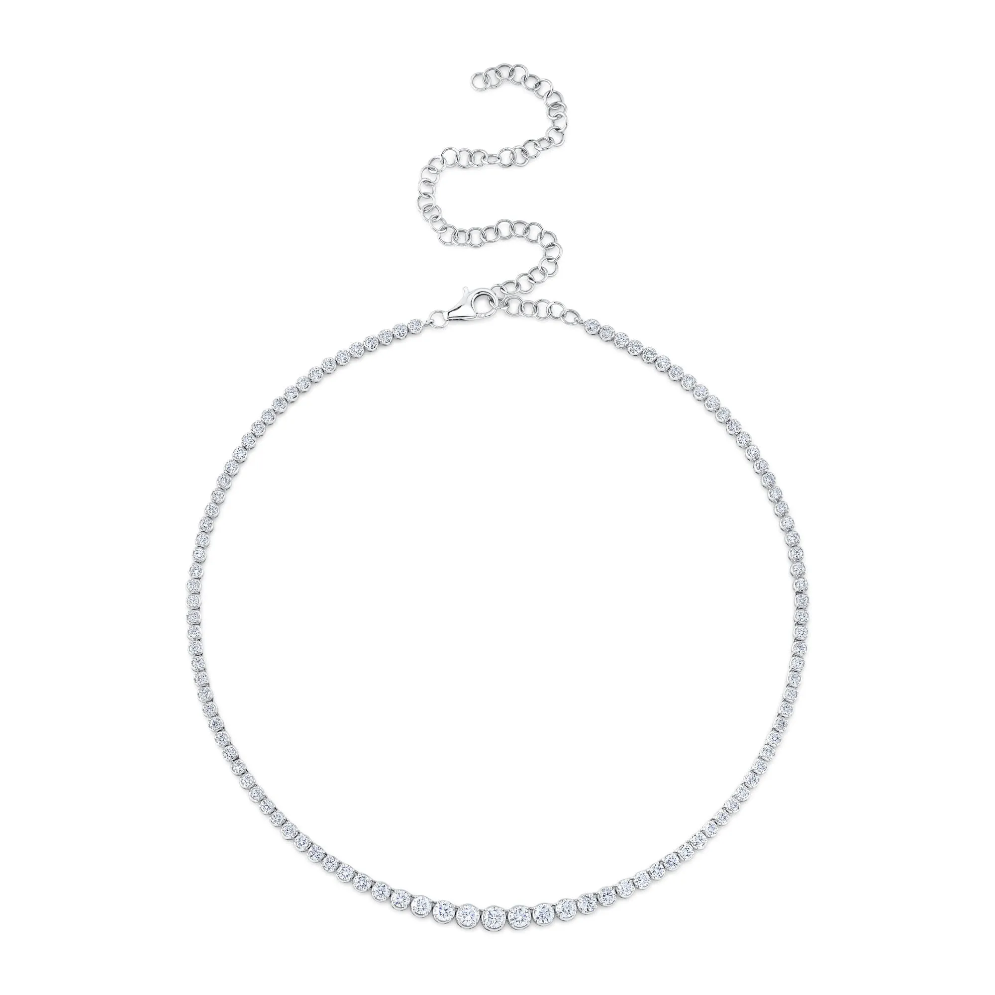 Diamond Crown Setting Tennis Necklace