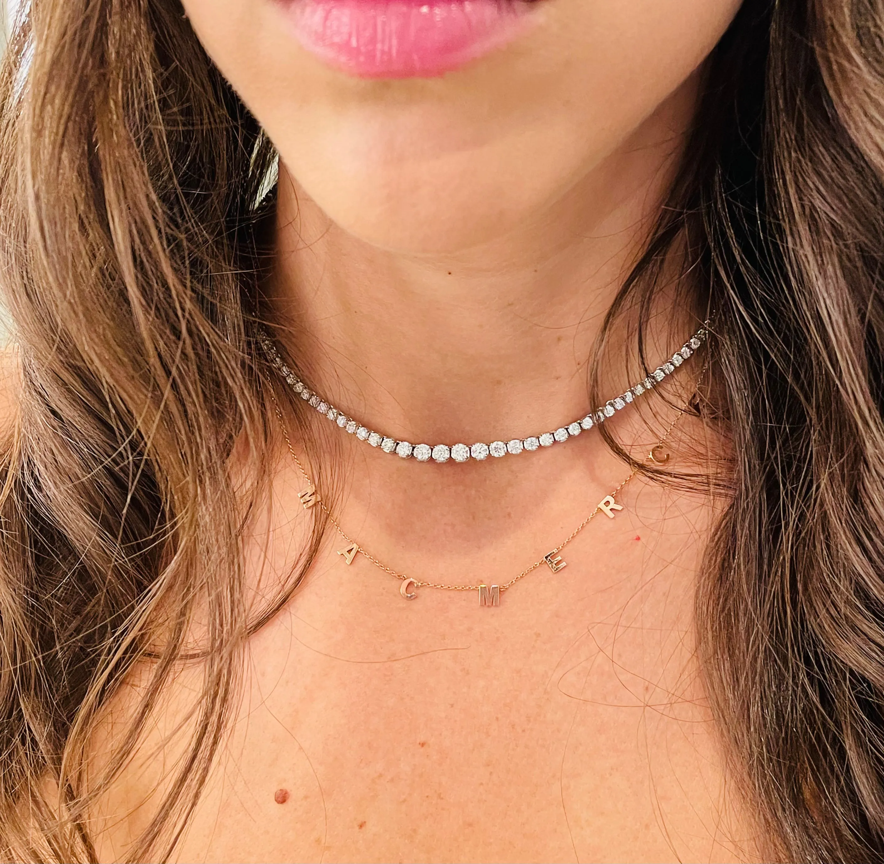 Diamond Crown Setting Tennis Necklace