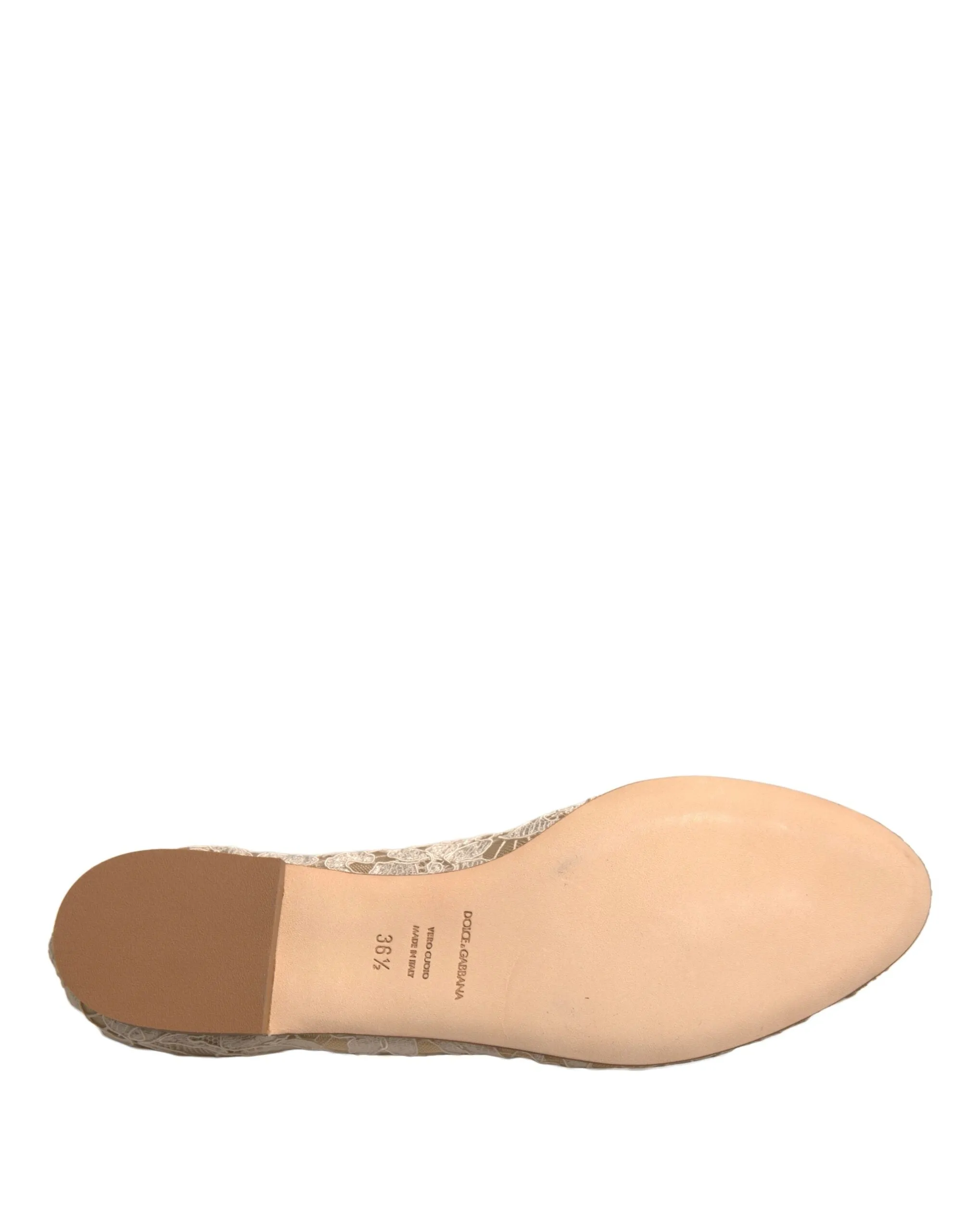 Dolce&Gabbana Women Beige Ballet Flats Viscose Floral Lace Moccasins Sz EUR 36.5