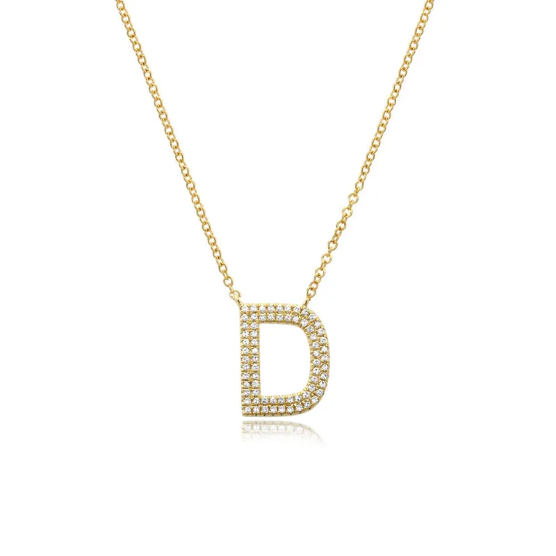Double Row Pave Initial Necklace