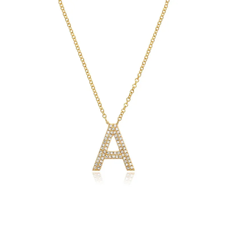 Double Row Pave Initial Necklace