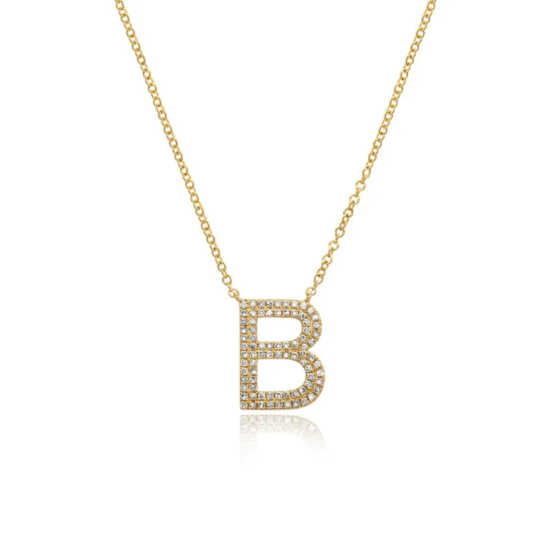 Double Row Pave Initial Necklace