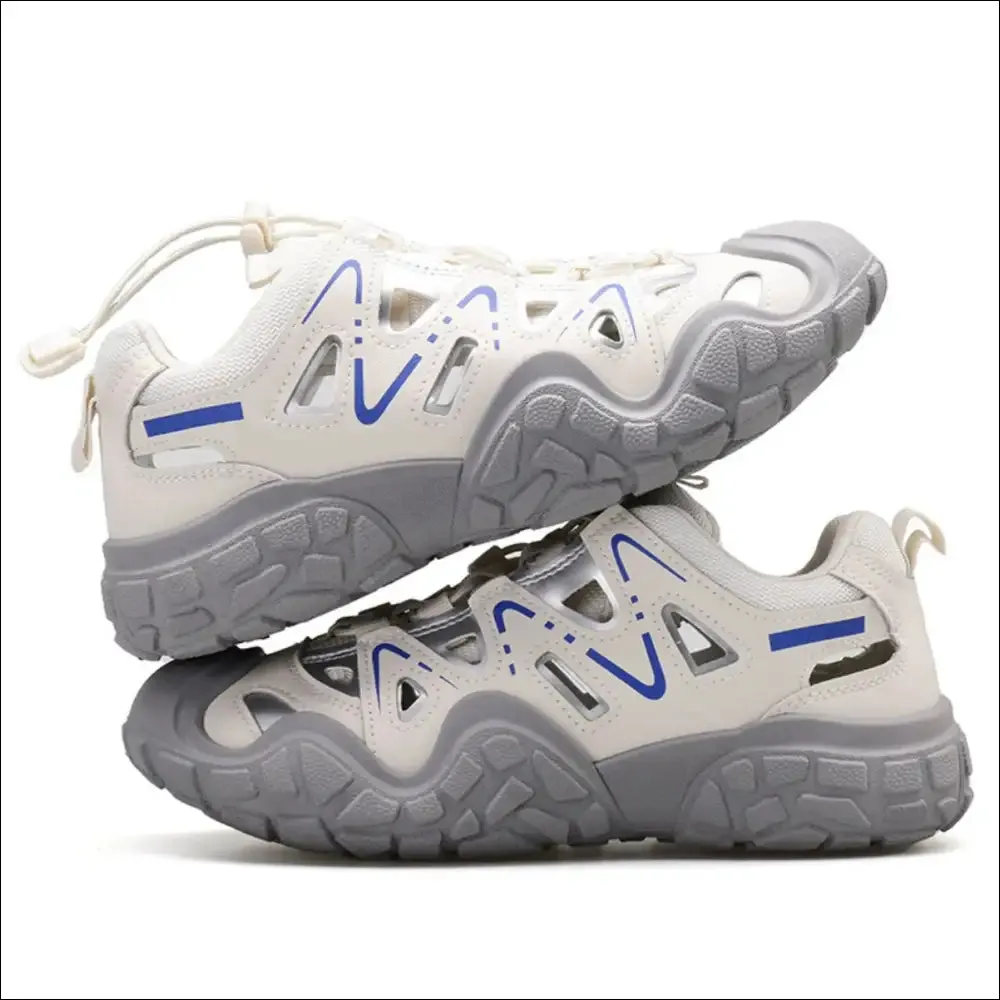 Elastic Lock Laces Round Toe Platform Contrast Athletic Shoes