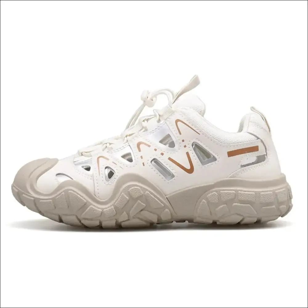 Elastic Lock Laces Round Toe Platform Contrast Athletic Shoes