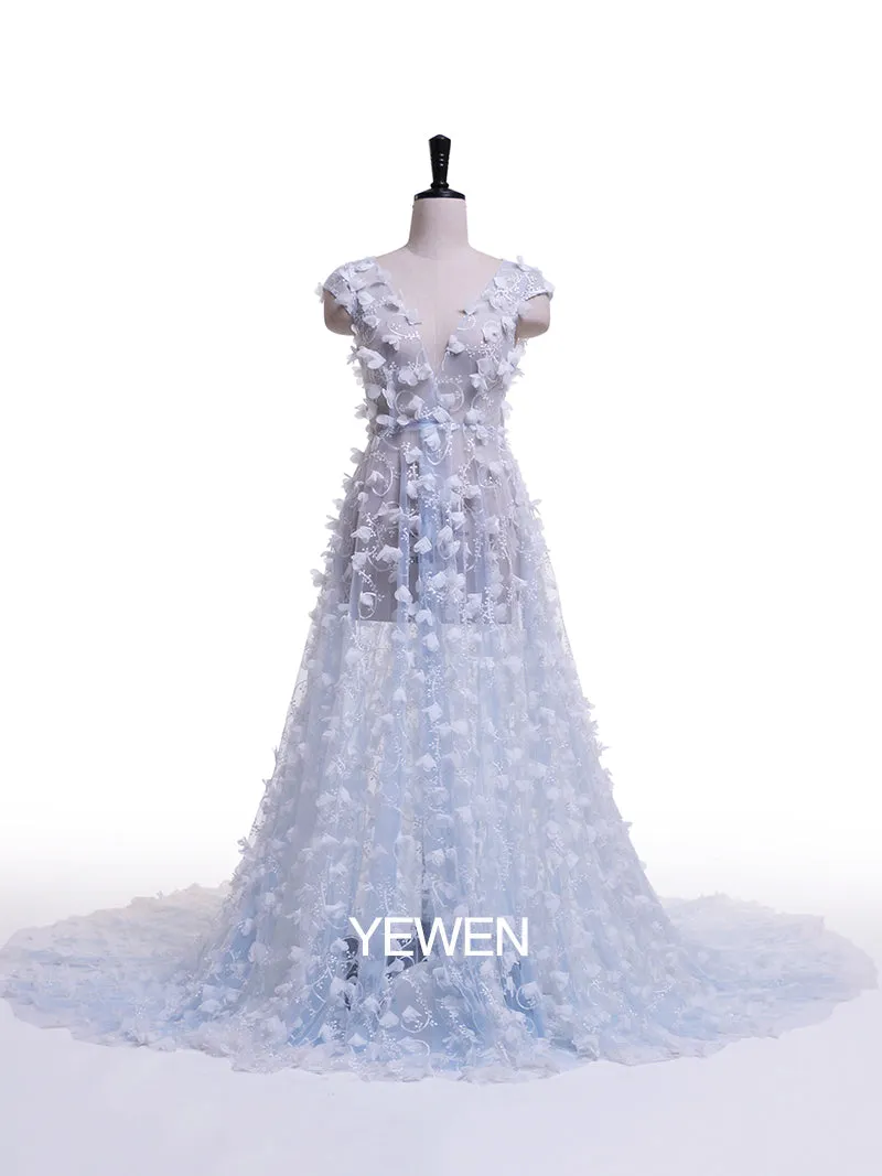Elegant Beaded Evening Dress Floor-Length V Neck Formal Party Dress YD21416