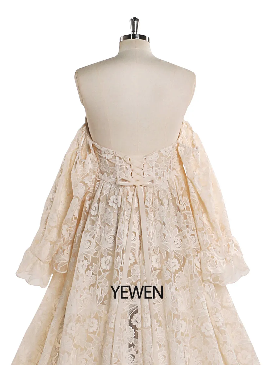 Elegant Lace Maternity Dress for Photo Shoots Off The Shouler Maxi Dress Fancy Photography Props YEWEN YW220701