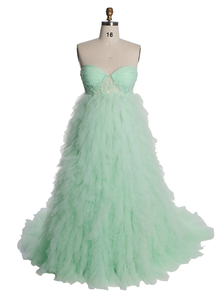 Elegant Tulle Wedding Dress with Beading Lace Maternity Dress for Photo Shoot YEWEN YW220924-1