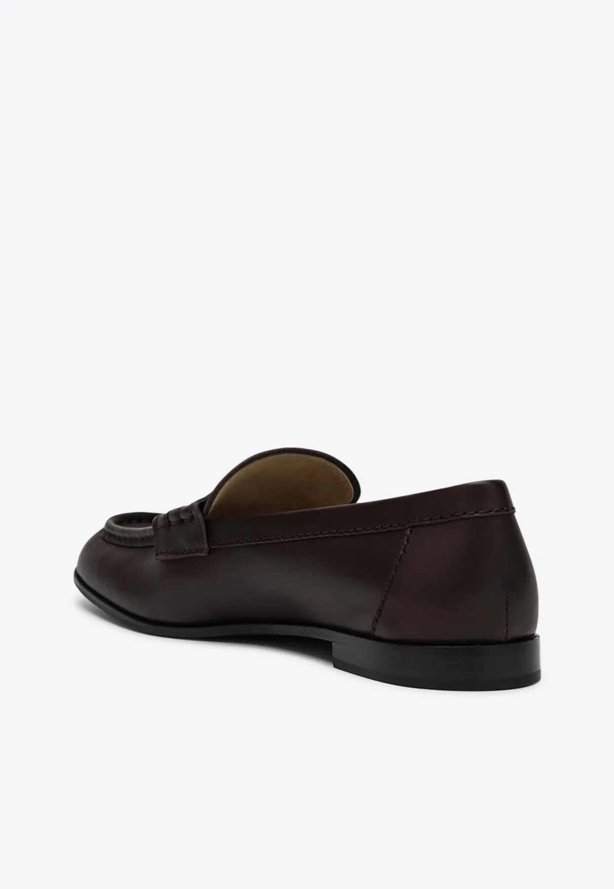 Embossed-Coin Leather Loafers