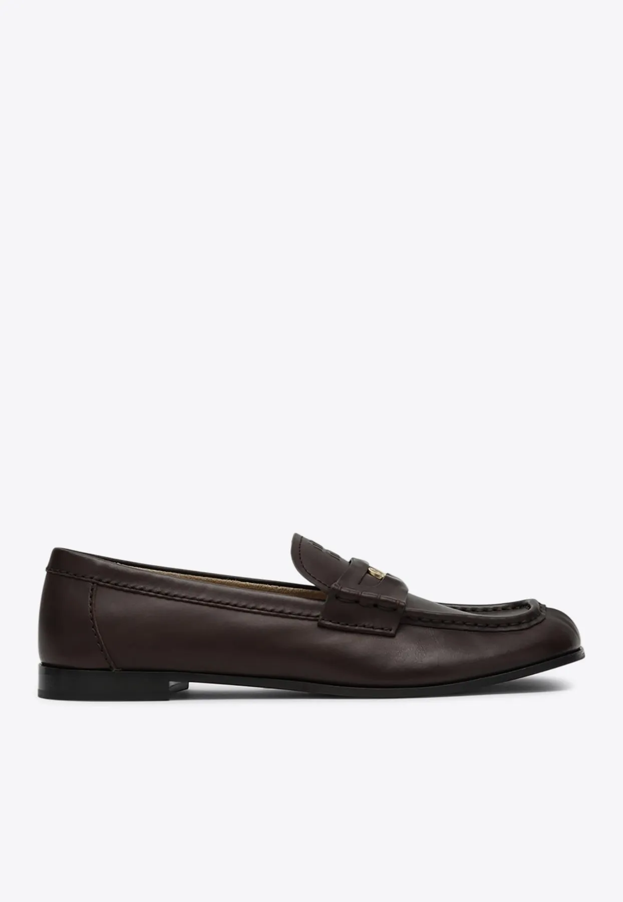 Embossed-Coin Leather Loafers